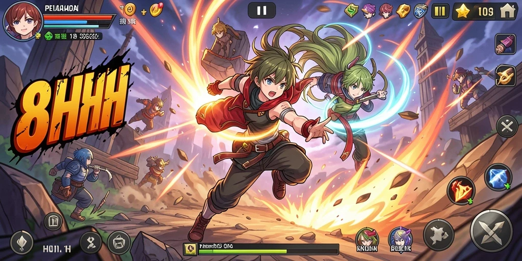 Tampilan gameplay seru dari 8HHH dengan karakter Anime ikonik.