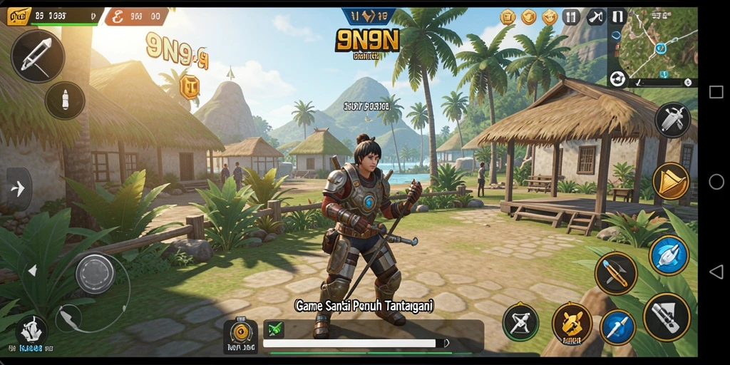 Tampilan gameplay yang ceria dan menghibur di 9N9N.
