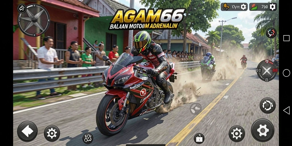 Screenshot AGAM66 menampilkan aksi balapan motor yang mendebarkan.