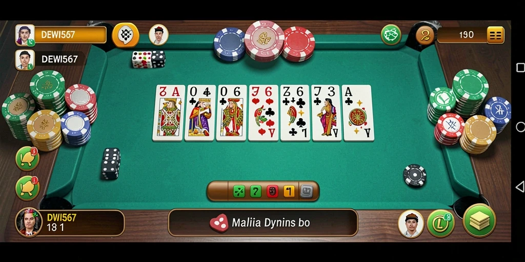 Tangkapan layar gameplay DEWI567 yang menampilkan suasana permainan domino yang seru.
