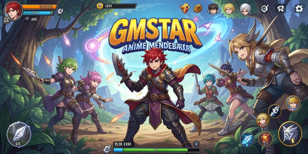 Tangkapan layar utama dari gameplay dinamis GMSTAR yang penuh warna.