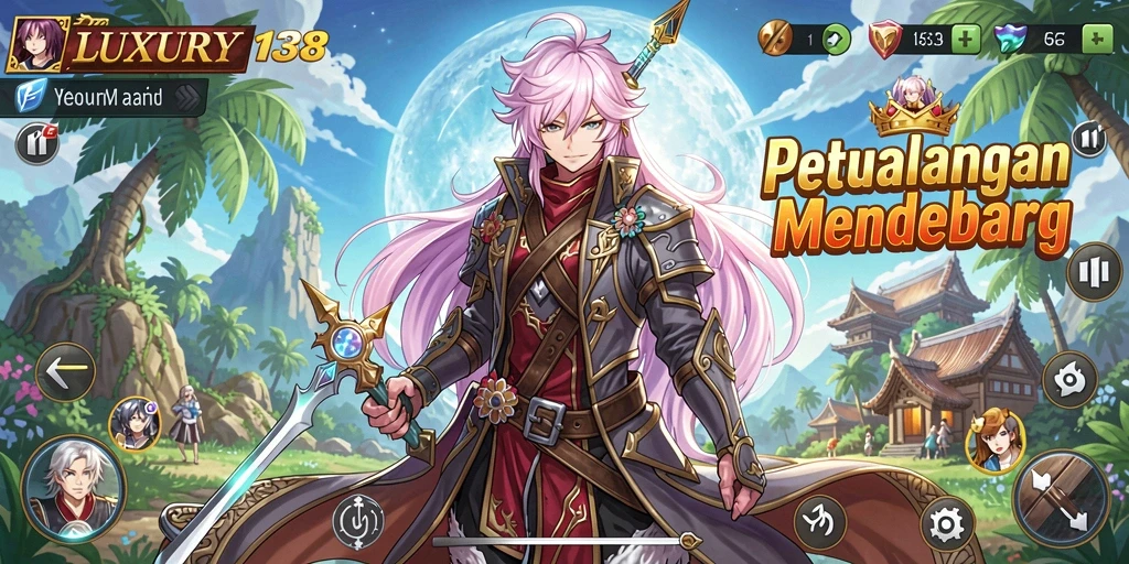Tampilan gameplay LUXURY138 yang penuh aksi di dunia anime.