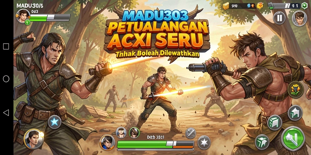Tangkapan layar utama gameplay MADU303 yang menampilkan aksi mendebarkan.