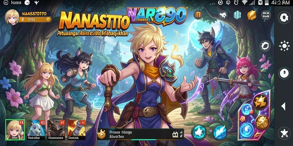Screenshot gameplay NANASTOTO menampilkan aksi karakter dalam dunia Anime.