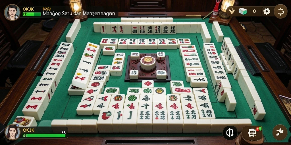 Screenshot utama OKJK menampilkan gameplay Mahjong yang seru.