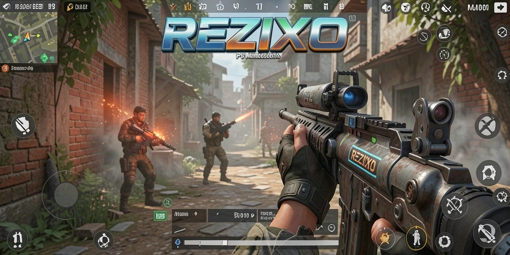 Gameplay mendebarkan di REZIXO dengan aksi tembak-menembak intens.