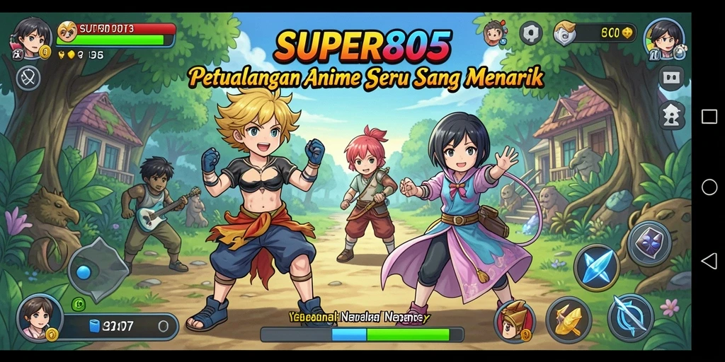 Gameplay dinamis dalam game Anime SUPER805 dengan karakter yang menarik.