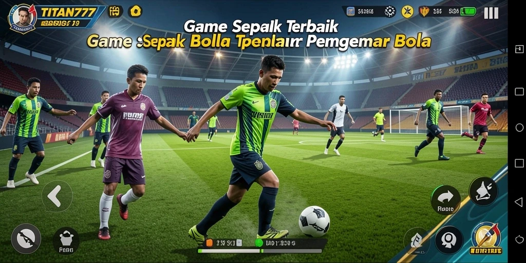 Tampilan gameplay menegangkan di TITAN777 saat mencetak gol.
