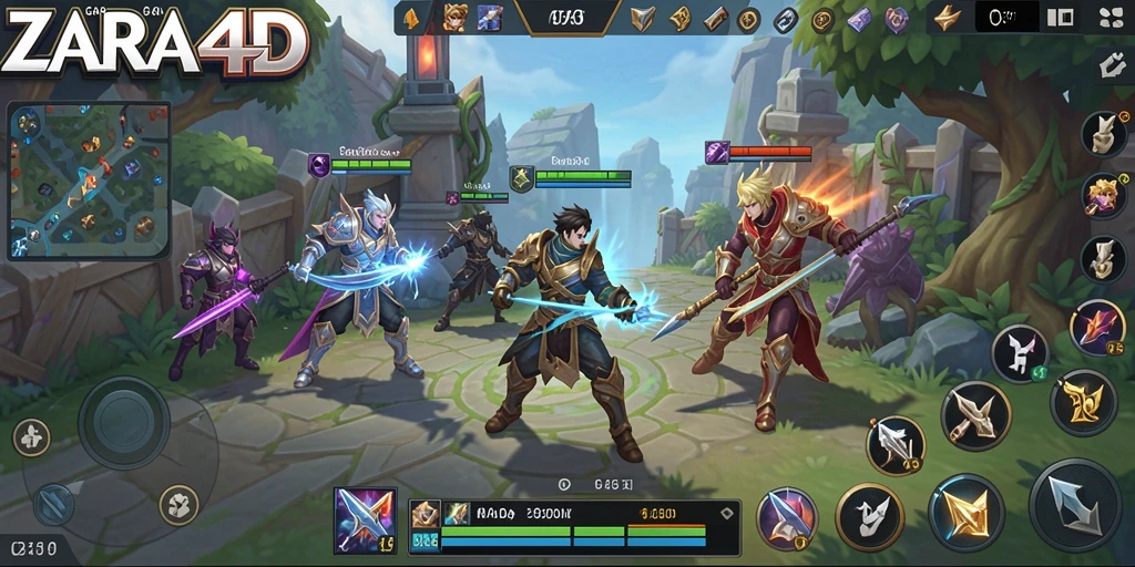 Screenshot gameplay ZARA4D yang menampilkan pertempuran tim yang seru.